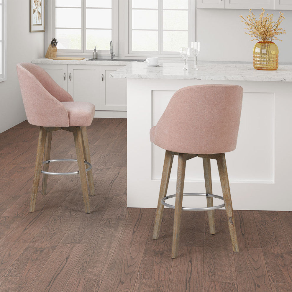 Madison Park Pearce Swivel Upholstered Counter Stool, Pink, 25.75" Counter Stool
