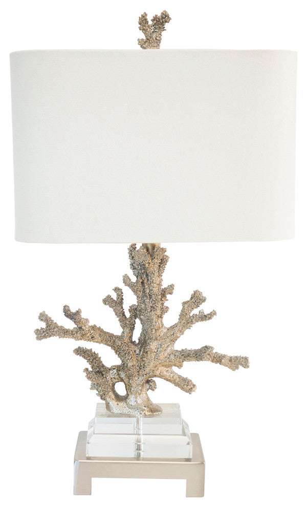 Silver Coral Table Lamp, 25.5"H