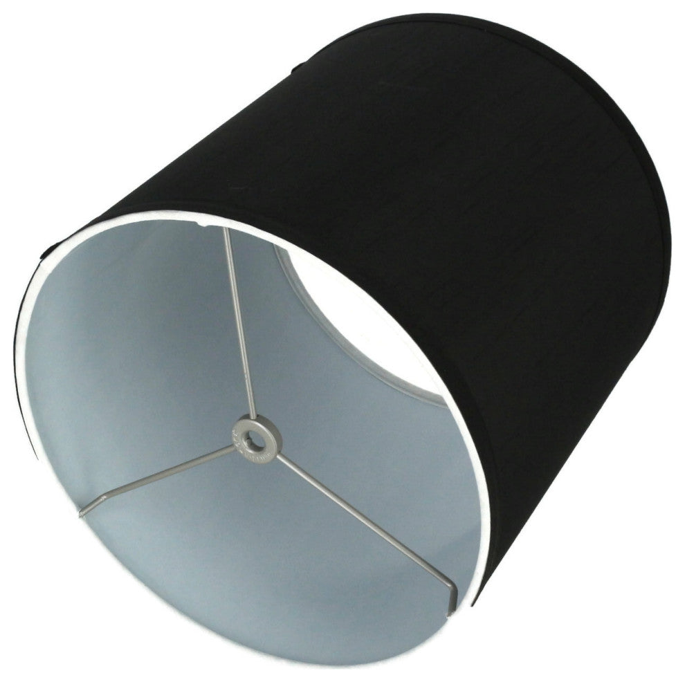 Classic Drum Faux Silk Lamp Shade, Black, 10"