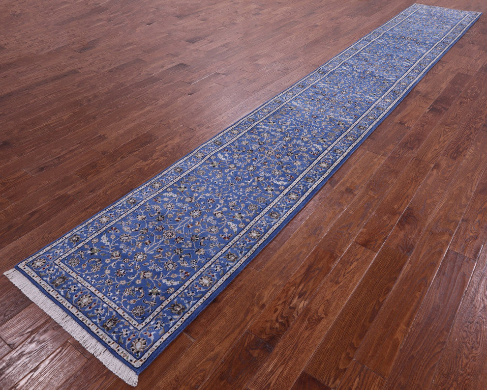 Persian Nain Wool and Silk Handmade Runner Rug 2' 8" X 18' 0" Q11660