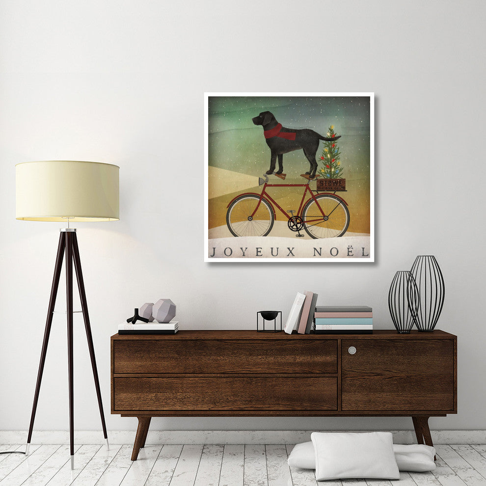 "Black Lab on Bike Christmas" Digital Paper Print by Ryan Fowler, 42"x42"