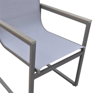 Armen Living Bistro Outdoor Aluminum Dining Arm Chair in Gray (Set of 2)