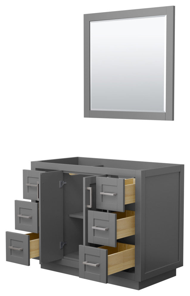 42" Single Bathroom Vanity, Dark Gray, Nickel Trim, 34" Mirror
