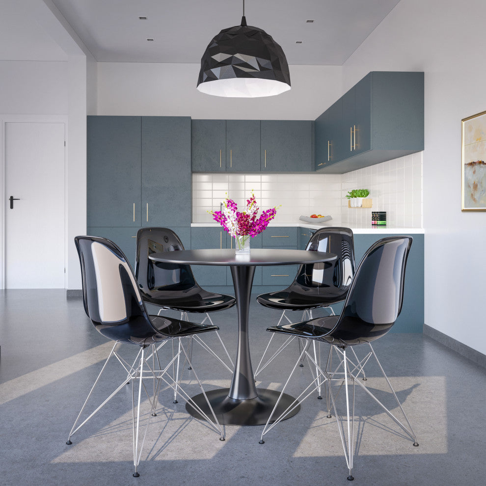 Cresco Acryclic Dining Side Chairs with Eiffel Legs Set of 2, Transparent Black