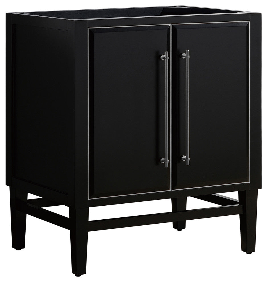 Mason 30" Vanity Only, Black With Brushed Silver Hardware