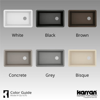 Karran Undermount Quartz 32" Single Bowl Kitchen Sink Kit, Brown
