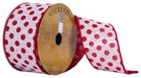 2.5" x 10 yard Red Dots Pattern Christmas Ribbon , 2.5"x10Yd