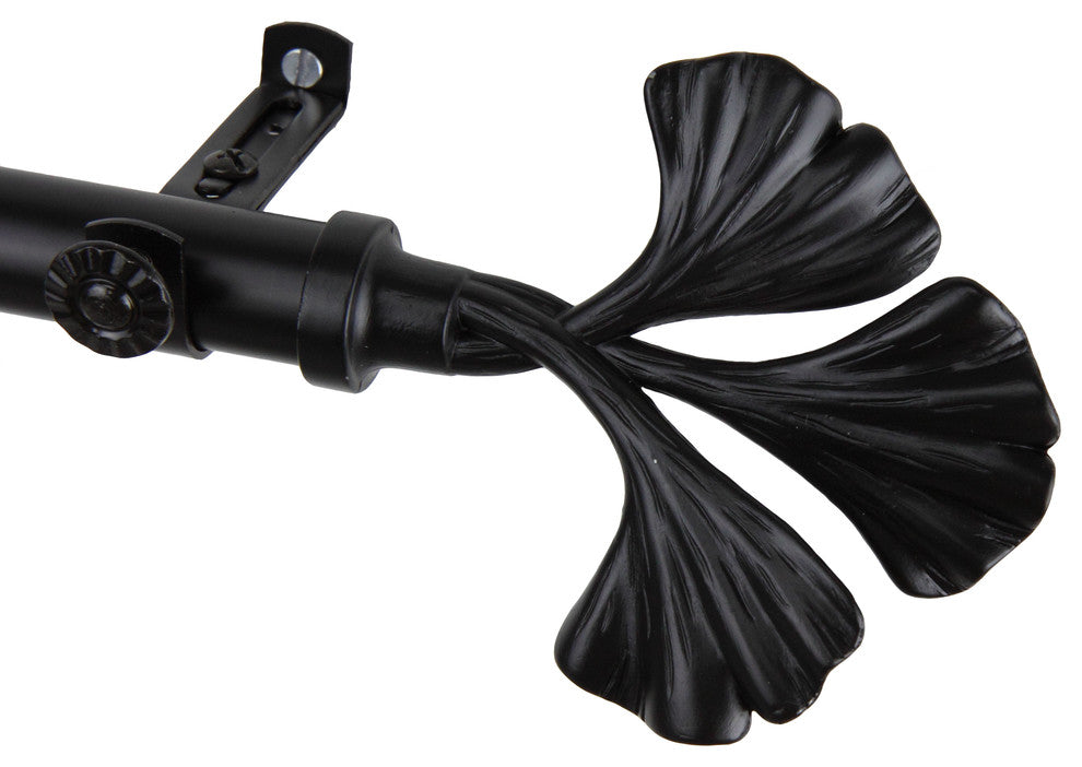 Florence 13/16 inch Corner Window Curtain Rod, Black, 48-84"