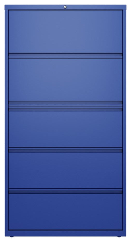 UrbanPro 36" Metal Lateral File Cabinet with 5 Drawers in Classic Blue