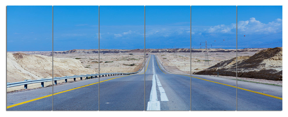 Beautiful Desert Road Israel, Landscape Canvas Art Print, 70"x28", 6 Panels