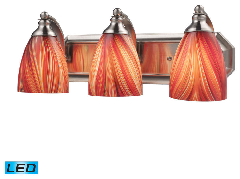 ELK Lighting 3-Light LED Vanity, Satin Nickel, Multi Glass