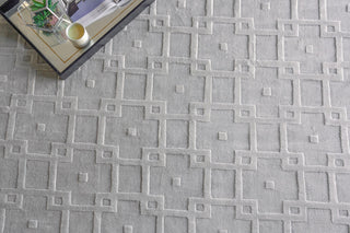 Camora Modern Handloomed Silky Nylon Light Silver Area Rug, 12'x15'