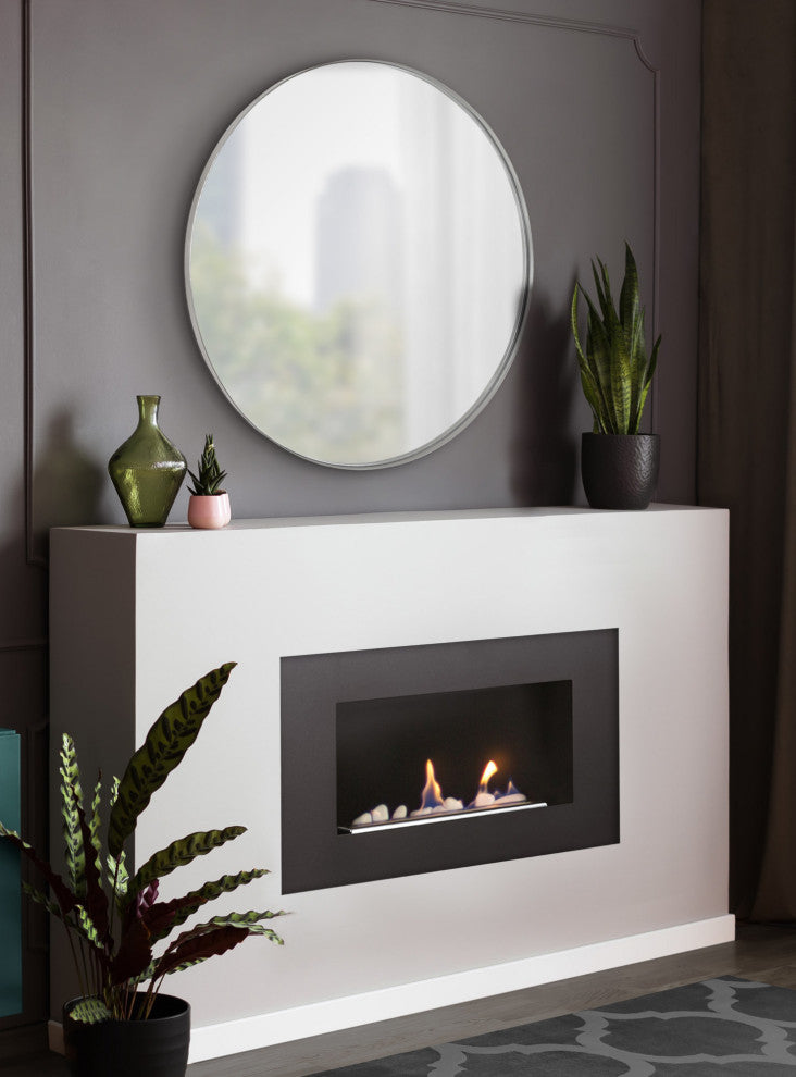 Rollo Round Framed Wall Mirror, Silver, 28 Diameter