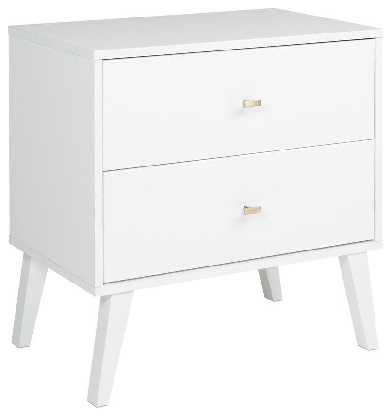 Milo Mid Century Modern  2-drawer Nightstand, White