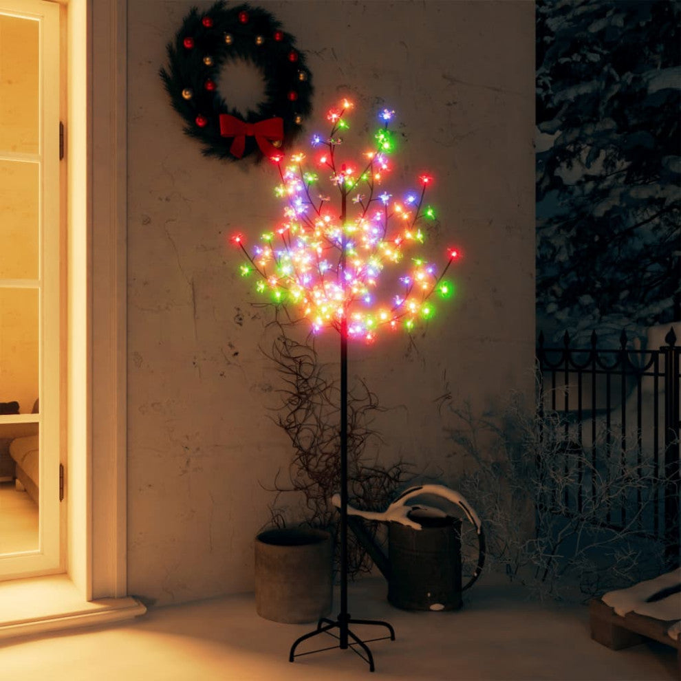 vidaXL Christmas Tree Artificial Tree with Cherry Blossom LEDs Colorful Light