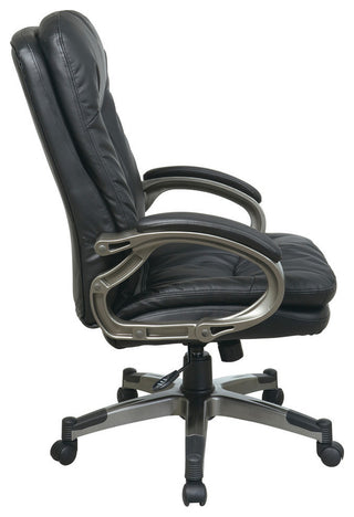 Executive Black Bonded Leather Chair with Padded Arms and Titanium Coated Frame