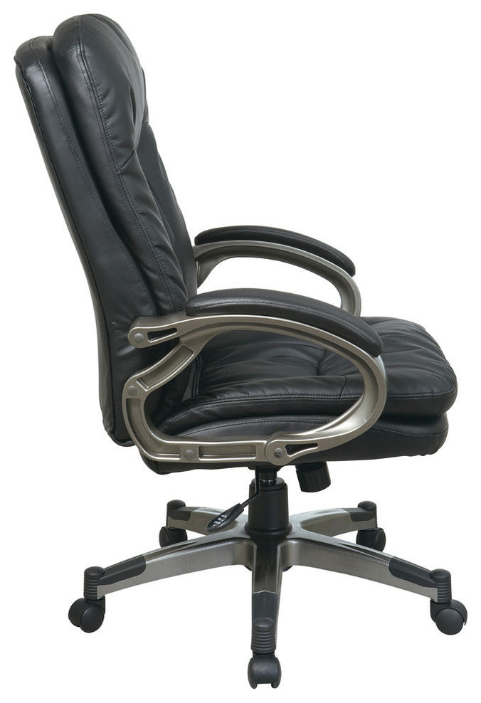 Executive Black Bonded Leather Chair with Padded Arms and Titanium Coated Frame