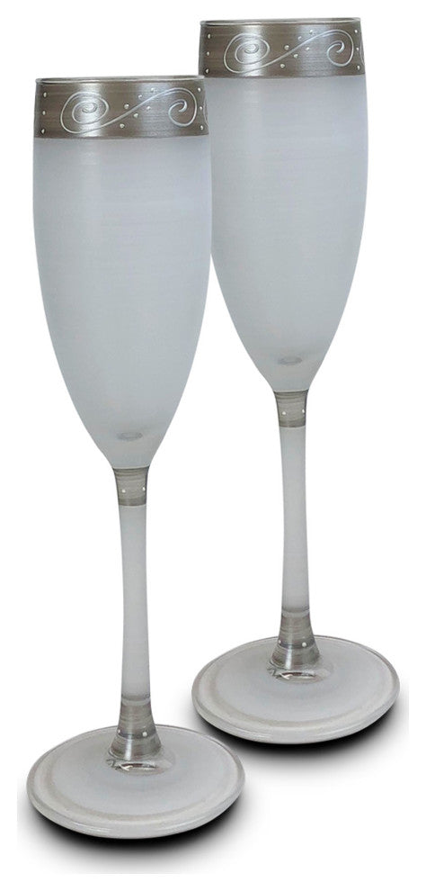 Heirloom Pewter Swirl Champagne Glasses, Set of 2
