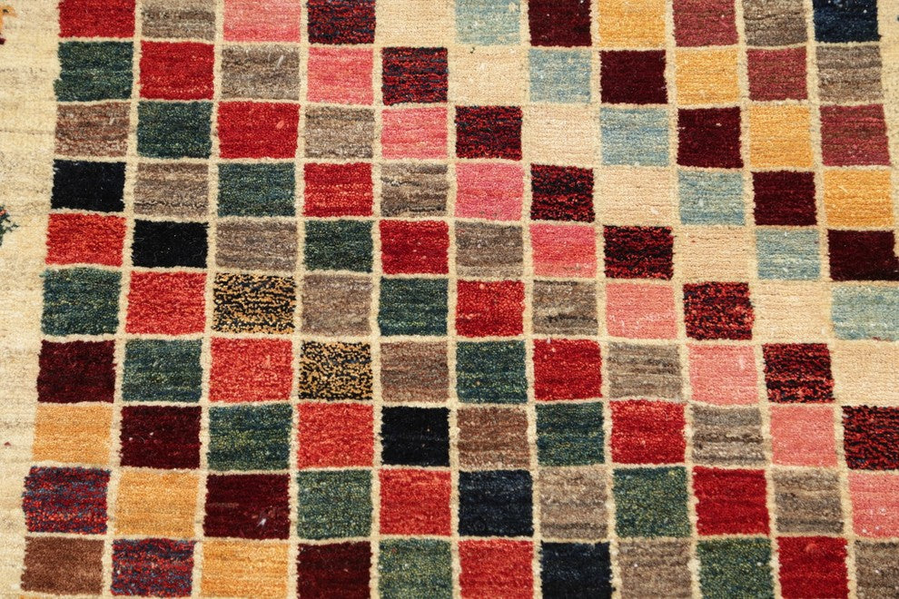 Consigned, Hand-Knotted Traditional Persian Gabbeh Oriental Area Rug, 4'0"X2'10"