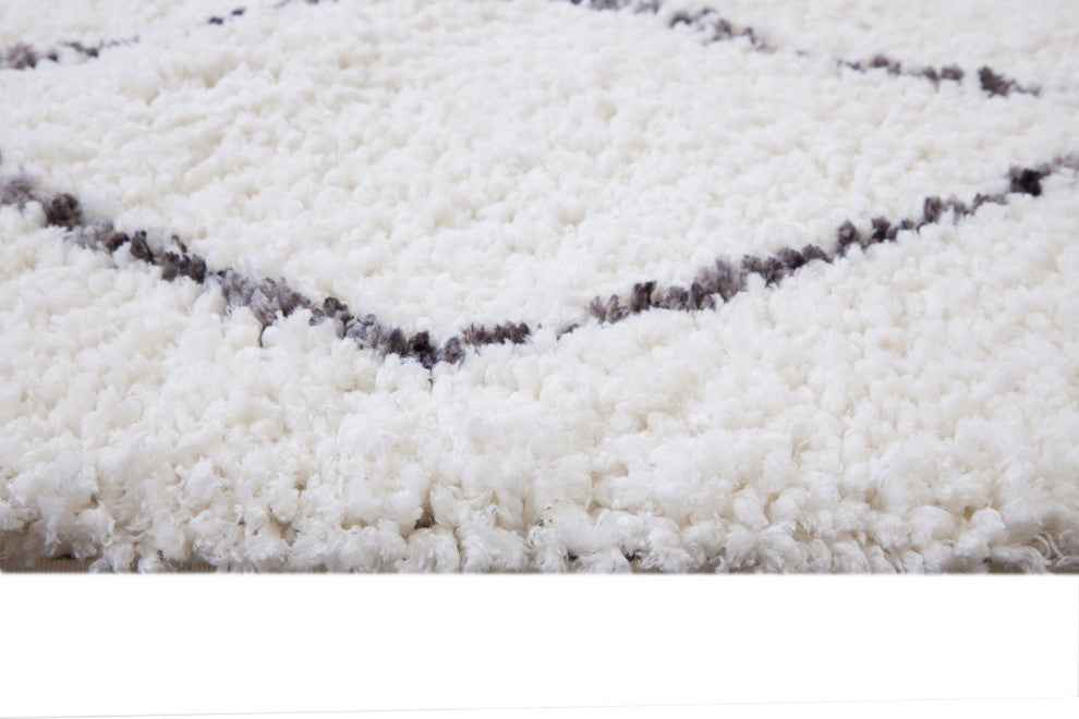 Oasis Waves White and Dark Gray Polyester Area Rug