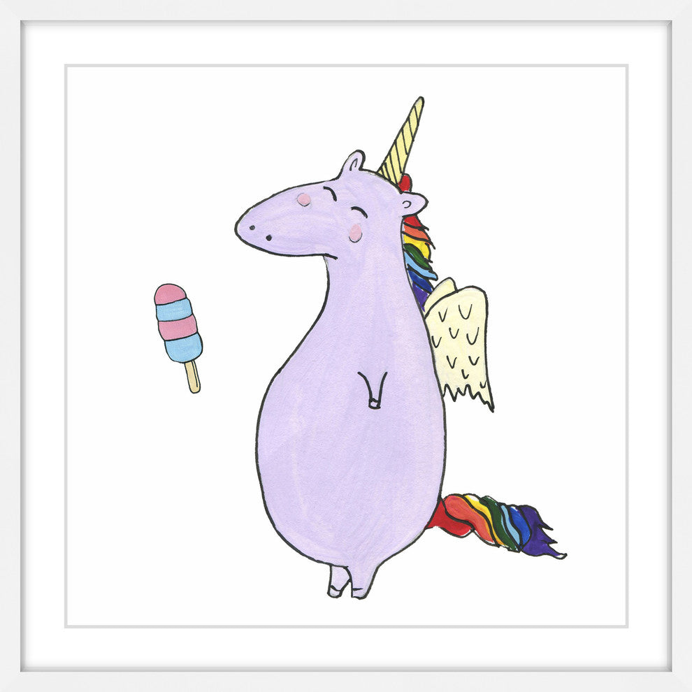 "Plump Unicorn" Framed Painting Print, 32"x32"