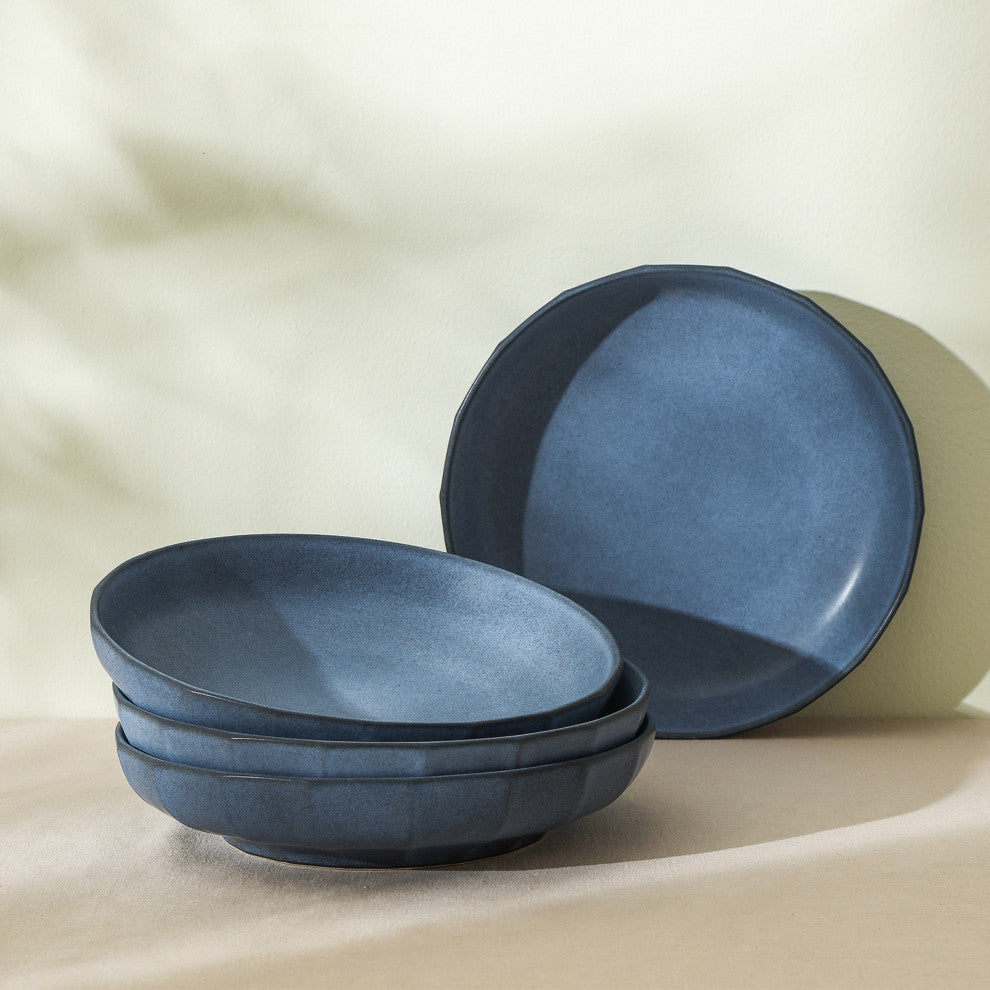 Stone Lain Rio Stoneware Pasta Bowl Set of 4, Blue