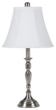 Benzara BM240936 Turned Tubular Metal Body Table Lamp, Empire Shade Silver