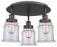 Canton-3 Light 18" Flush Mount-Matte Black, Clear Glass Shade