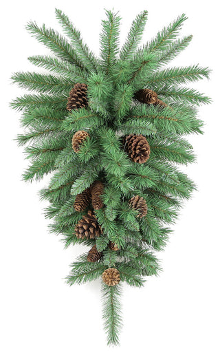 36" Christmas Pine Teardrop Swag with Natural Pine Cone 72 Tips