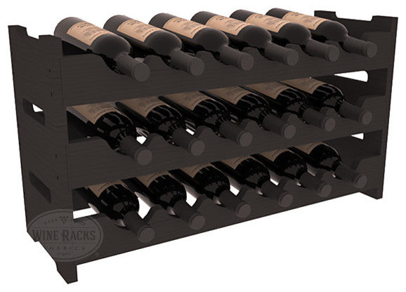 18-Bottle Mini Scalloped Wine Rack Pine, Black Stain