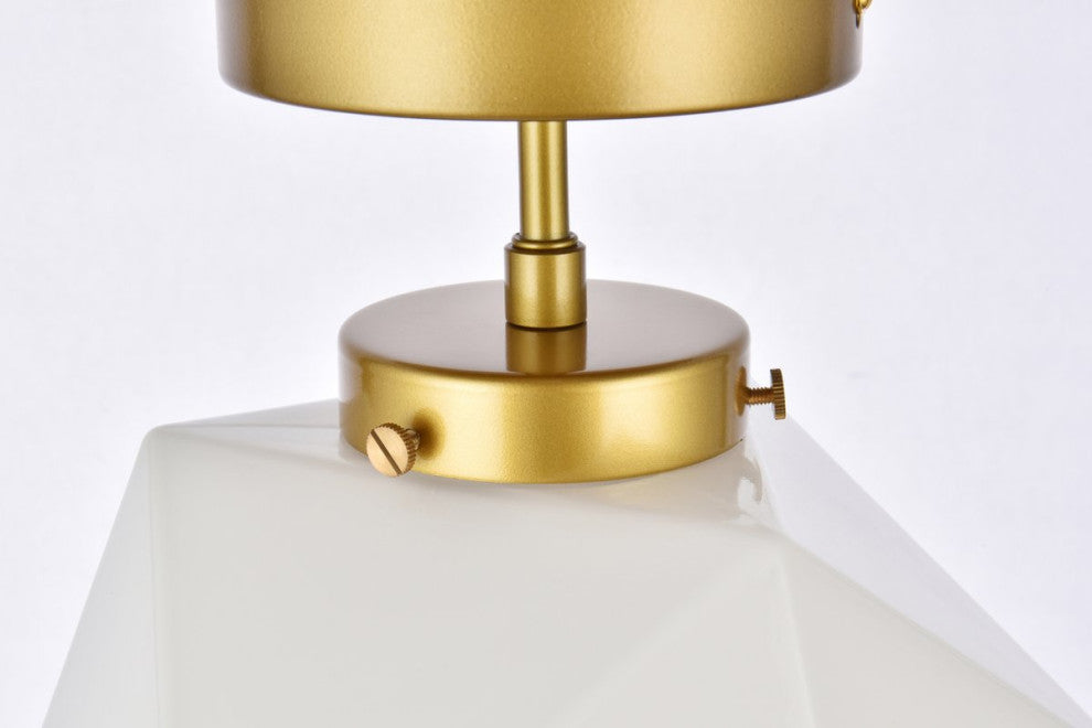 Lilah 1-Light Black and Clear Glass Flush Mount, Brass/White