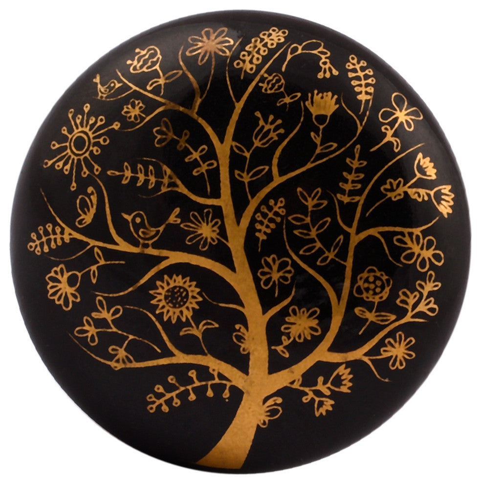 Set of Four Gold and Black Ceramic Knobs