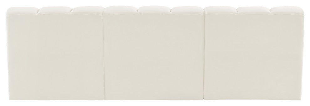 Arc Velvet Upholstered 3-Pc. Modular Sofa, Cream