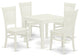 5Pc Dinette Set 4 Dining Chairs, Dining Table, Linen White