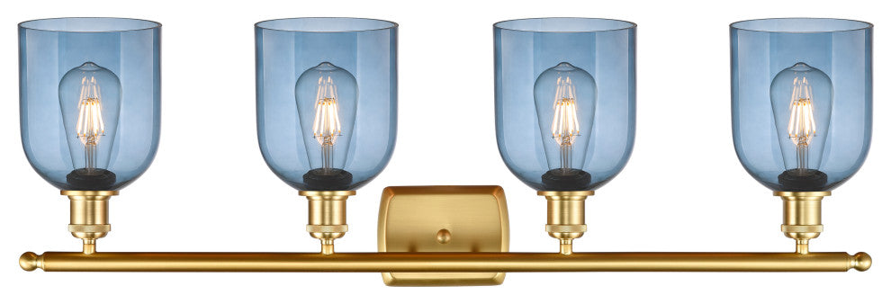 Ballston-Bella 4-Light 36" Bath Vanity Light, Satin Gold, Princess Blue