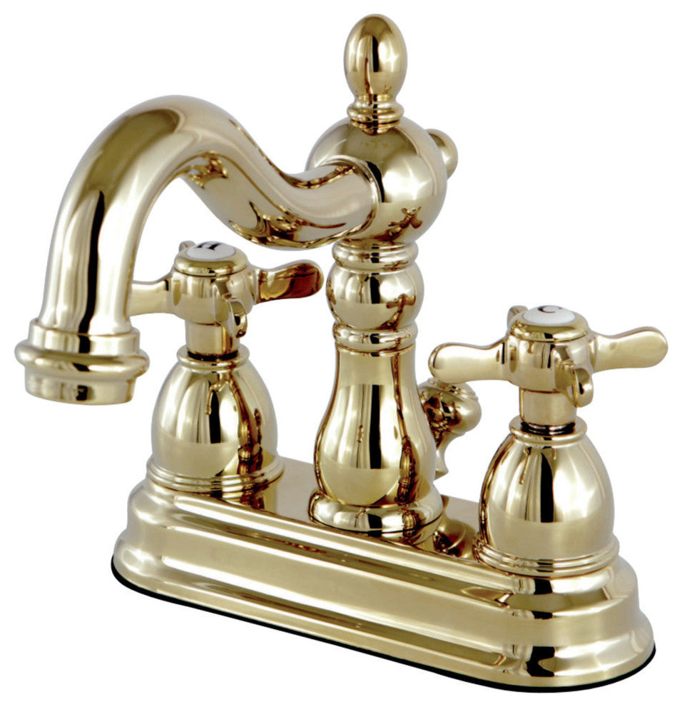 4" Centerset Bathroom Faucet WithBrass Pop-Up, Polished Brass