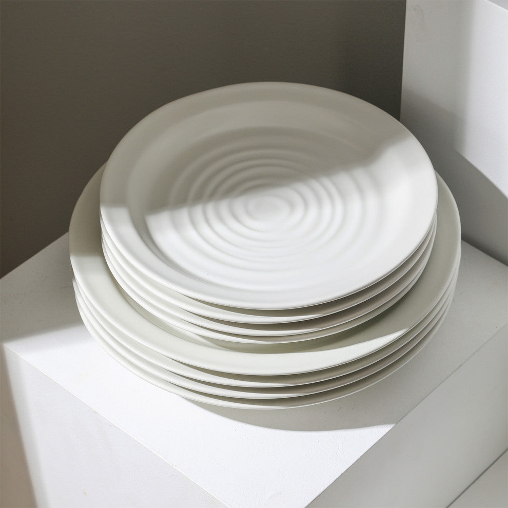 Stone Lain Orbit Stoneware 24-Piece Dinnerware Set, White