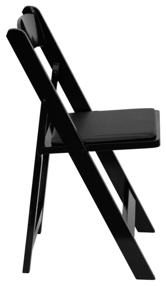 2 Pack Black Wood Folding Chair with Vinyl Padded Seat
