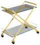 Two Tier 31" Rolling Bar Cart, Gold