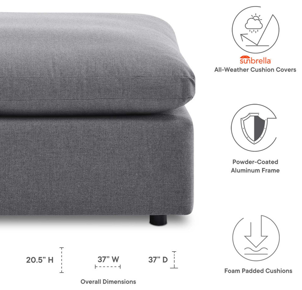 Commix Sunbrella Outdoor Patio Ottoman Gray