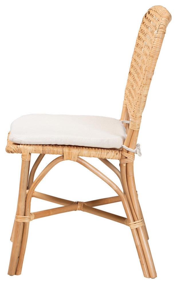 Mindy Modern Bohemian Natural Brown Finished Rattan Dining Chair