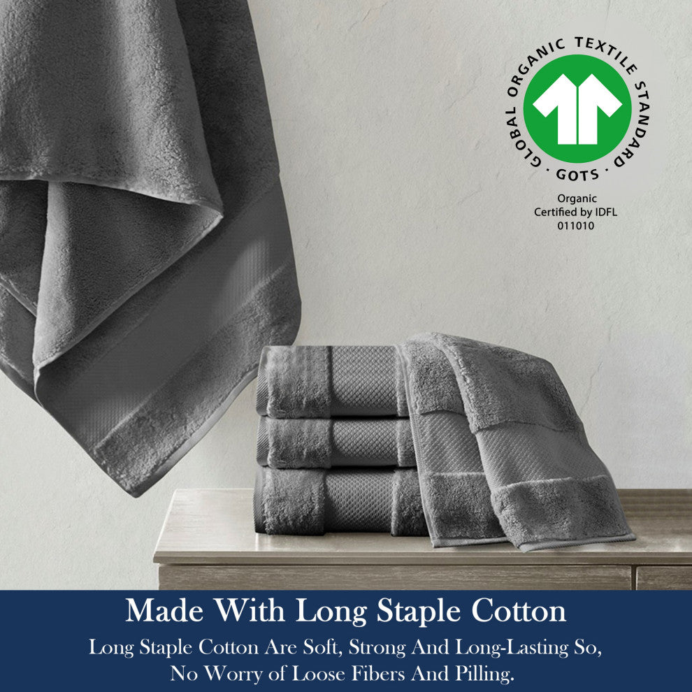 Delara 4-Piece 100% Organic Cotton Plush Bath Sheets, 36"x70", Dark Grey