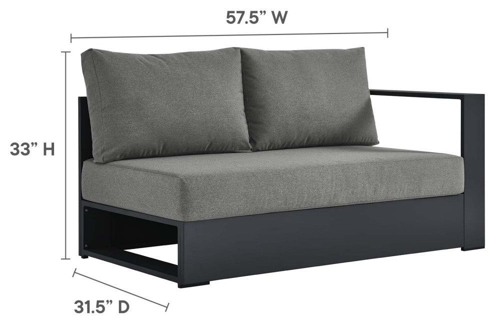Tahoe Outdoor Patio Powder-Coated Aluminum 2-Piece Left-Facing Chaise Sectional