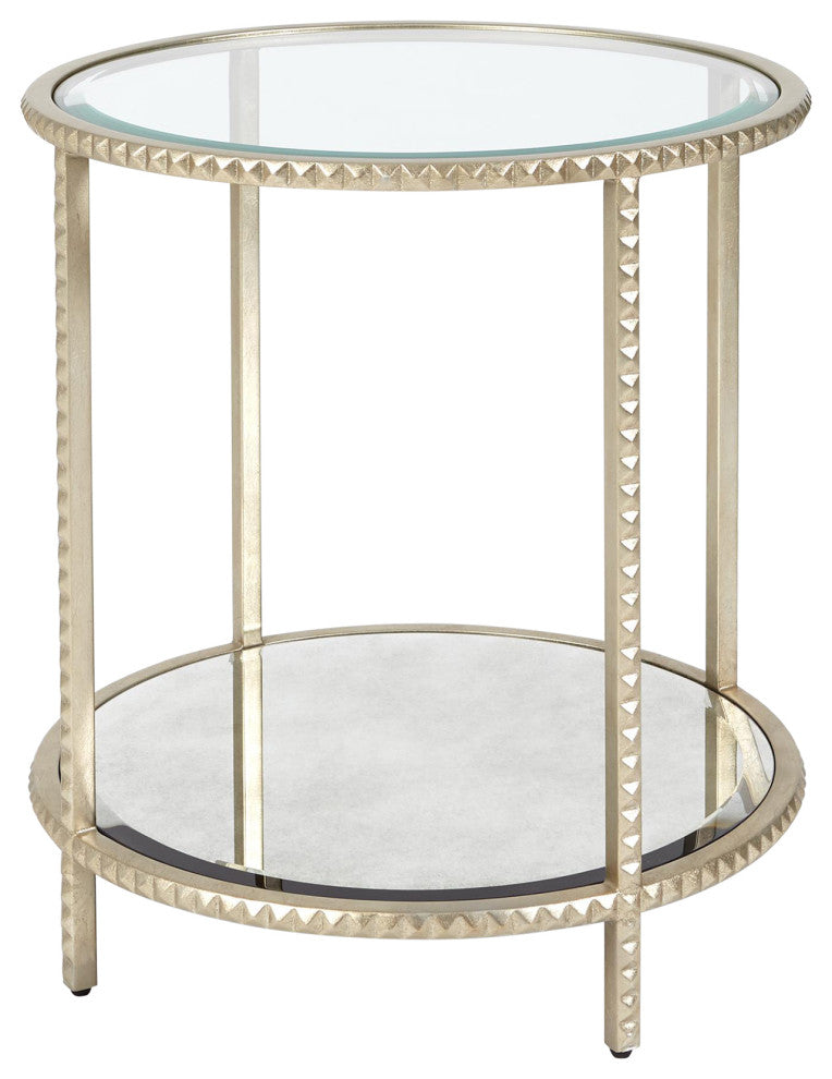 Stud End Table, Silver Leaf