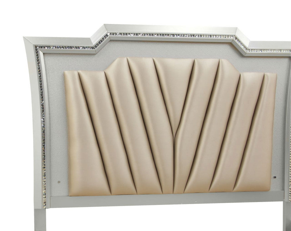 ACME Kaitlyn Eastern King Bed, PU and Champagne