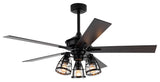 52 in Industrial Matte Black Ceiling fan With 5 Blades, Remote Control