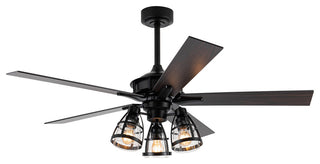 52 in Industrial Matte Black Ceiling fan With 5 Blades, Remote Control