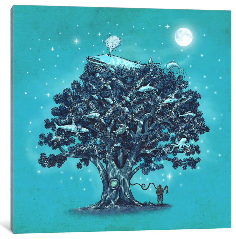 "Deep Tree Diving" by Terry Fan, 37x37x1.5