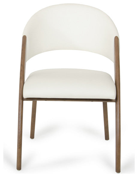 HomeRoots 31" Walnut Wood and Cream Leatherette Dining Chair
