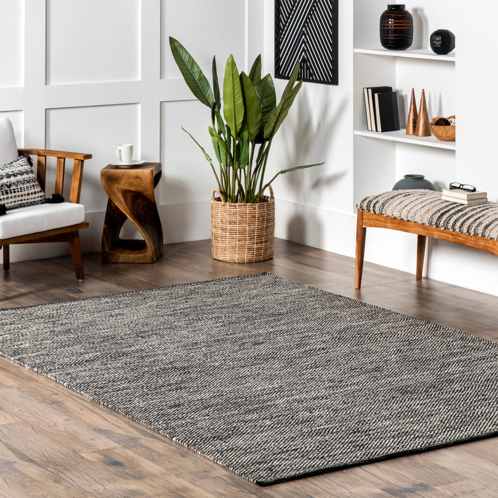 Nuloom Handwoven Solid Area Rug, Grey 8'6"x11'6"